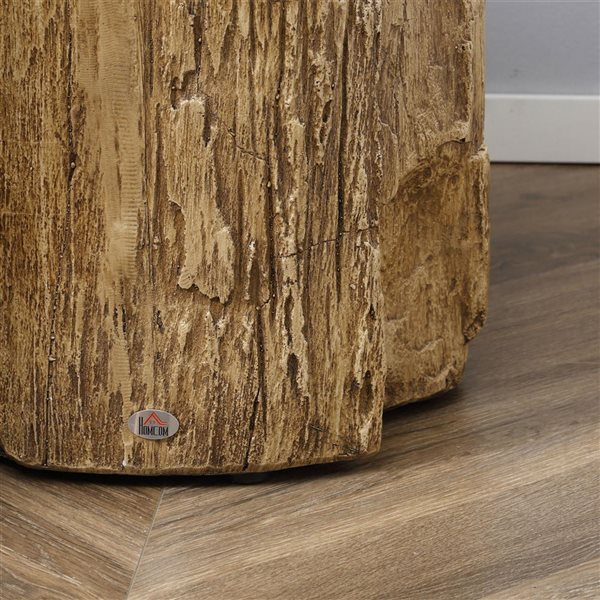 HOMCOM 14.6 dia x 16.9-in H Composite Indoor/Outdoor Log-Look Side Table