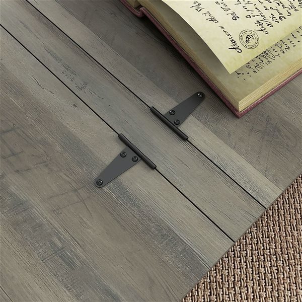 HOMCOM Coffee 31.5 x 18.5-in Distressed Grey Particleboard Square Coffee Table w/ Flip Top and Hidden Storage