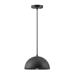 Globe Electric Slater 1-Light Pendant Light with Concrete Shade and Black Fabric Hanging Cord