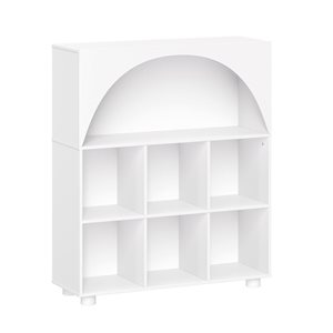 RiverRidge Home Curve Appeal White MDF 35 W x 40-in H 8-Shelf Arched Kids Bookshelf w/ 6 Cubbies
