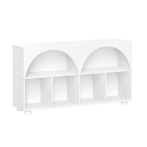 RiverRidge Home Curve Appeal White MDF 46 W x 24-in H 7-Shelf Arched Kids Bookshelf w/ 4 Cubbies