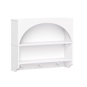 RiverRidge Home Curve Appeal White MDF 22 W x 19-in H 2-Shelf Wall Arched Kids Bookshelf w/ 3 Hooks