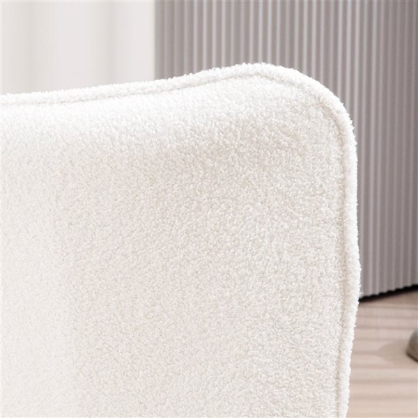 HOMCOM Modern Polyester Sherpa Accent Upholstered Wingback Armchair - White