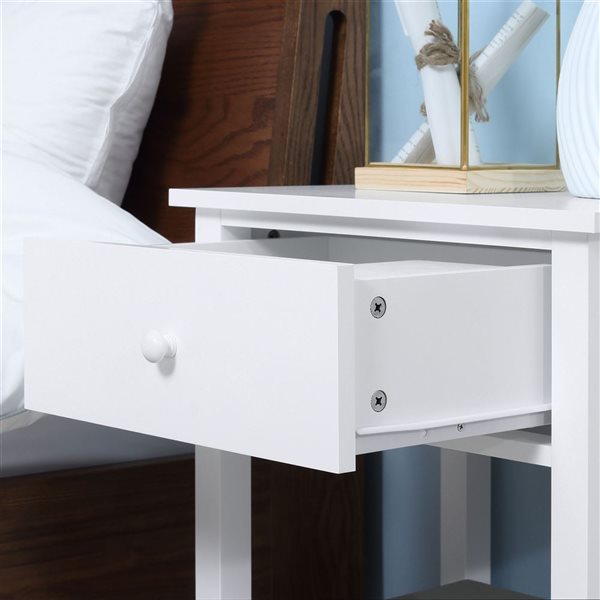 HOMCOM Modern Nightstand, Side Table with Drawer and Storage Shelf - White