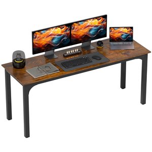 HOMCOM 0.9-in Computer Desk, Study Desk with Metal Legs - Rustic Brown