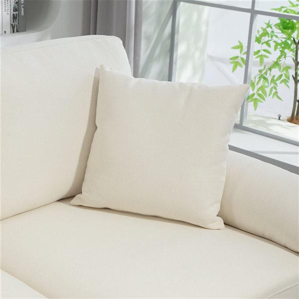 HOMCOM Cushioned Linen Sectional Sofa with Lounge Chair - Cream White