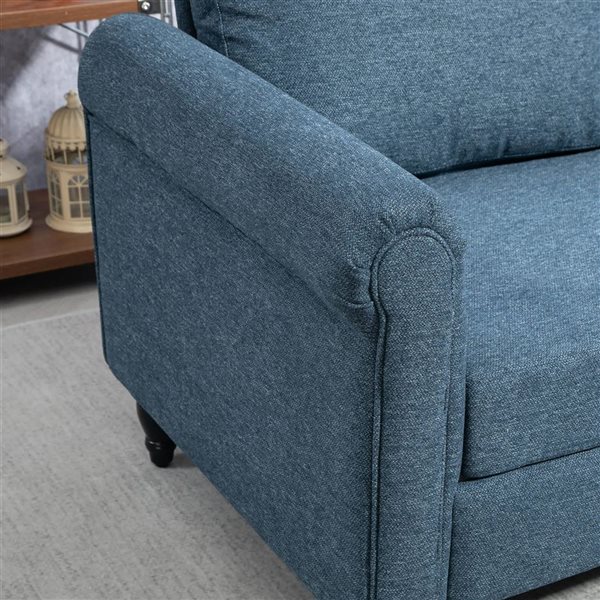 HOMCOM Loveseat w/ Curved Armrests and Chenille Padded Seat - Dark Blue