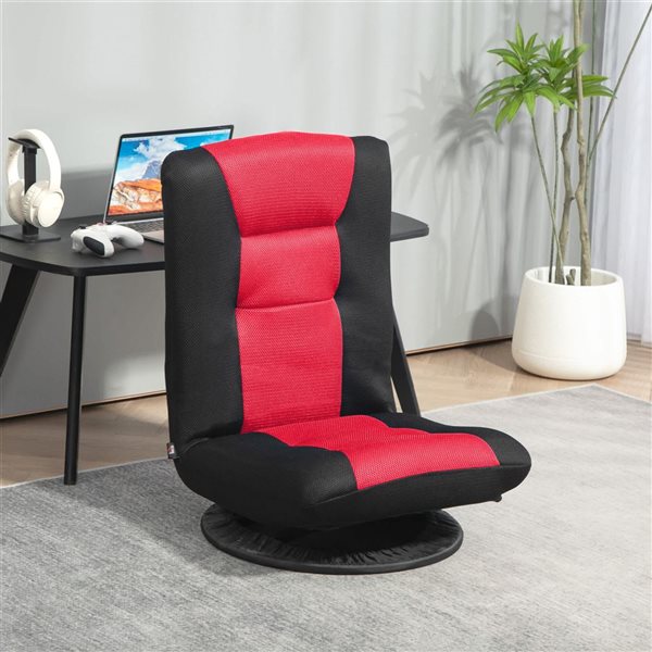 HOMCOM Folding Floor Adjustable Swivel Gaming Chair for Reading - Red