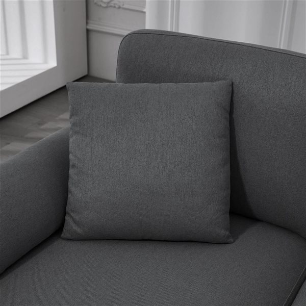 HOMCOM Cushioned Linen Sectional Sofa with Lounge Chair - Dark Grey