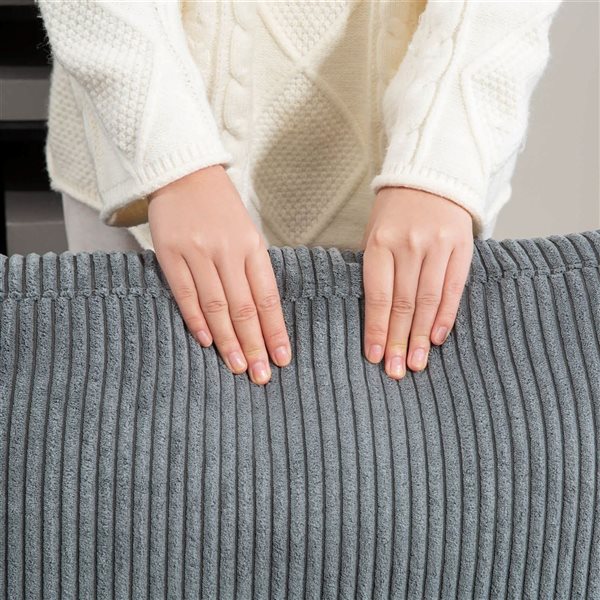 HOMCOM Loveseat w/ Curved Armrests and Corduroy Padded Seat - Grey