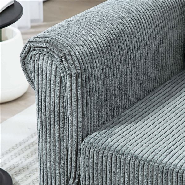 HOMCOM Loveseat w/ Curved Armrests and Corduroy Padded Seat - Grey