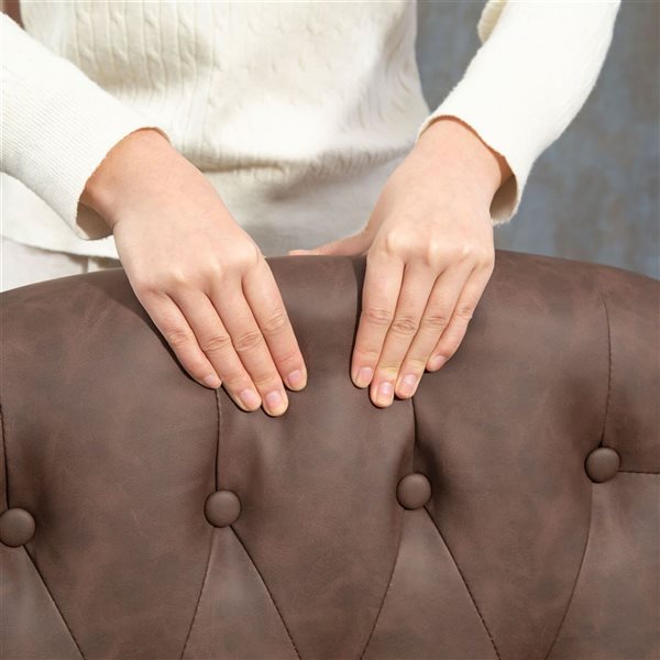 HOMCOM Button Tufted Faux Leather Accent Armchair - Brown