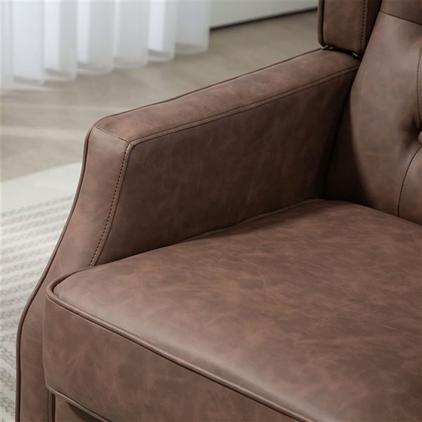 HOMCOM Button Tufted Faux Leather Accent Armchair - Brown