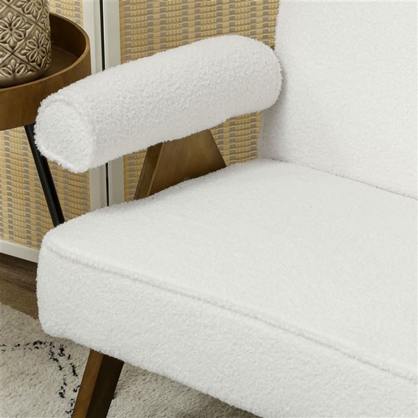 HOMCOM 2-Seater Sofa Couch with Boucle Polyester Fabric Upholstery - Cream