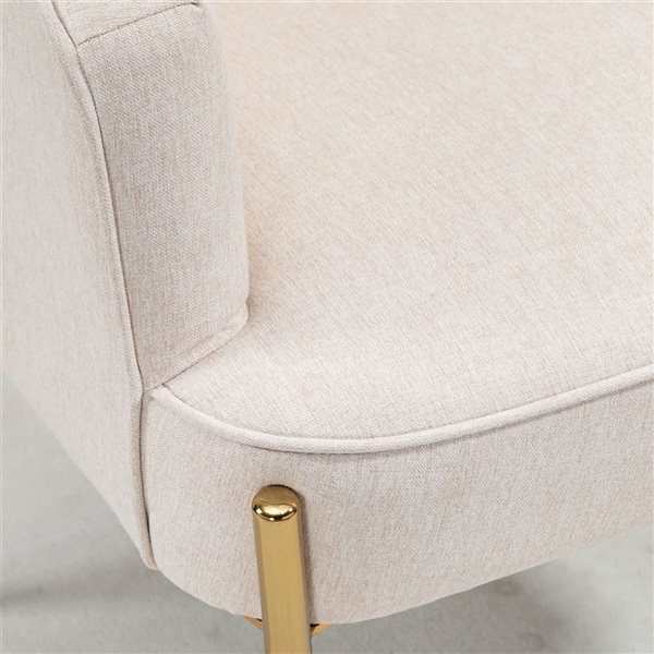 HOMCOM Linen Fabric Accent Armchair with Gold Metal Legs - Cream White