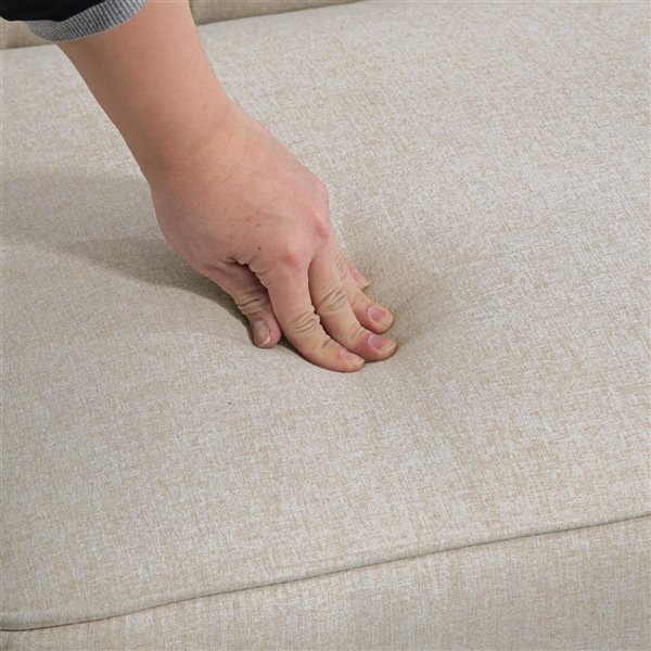 HOMCOM Modern Convertible Tufted Linen Sofa Bed, Folding Futon Bed Couch - Beige