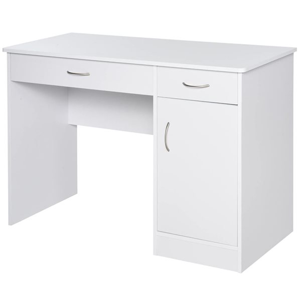 HOMCOM Computer Desk with Storage Drawers Writing Table for Home Office - White