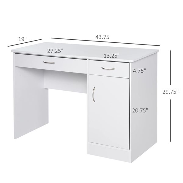 HOMCOM Computer Desk with Storage Drawers Writing Table for Home Office - White