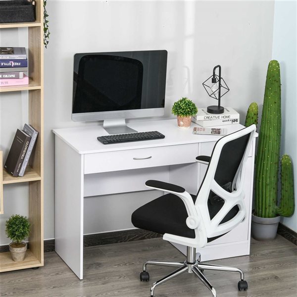 HOMCOM Computer Desk with Storage Drawers Writing Table for Home Office - White