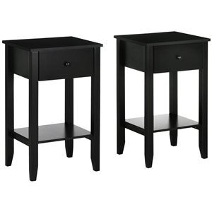 Ensemble de 2 tables d'appoint HOMCOM avec tiroir et étagère inférieure, noir
