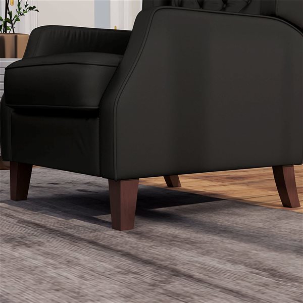 HOMCOM Button Tufted Faux Leather Accent Armchair - Black