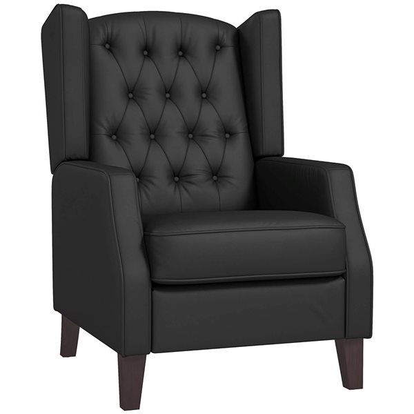 HOMCOM Button Tufted Faux Leather Accent Armchair - Black
