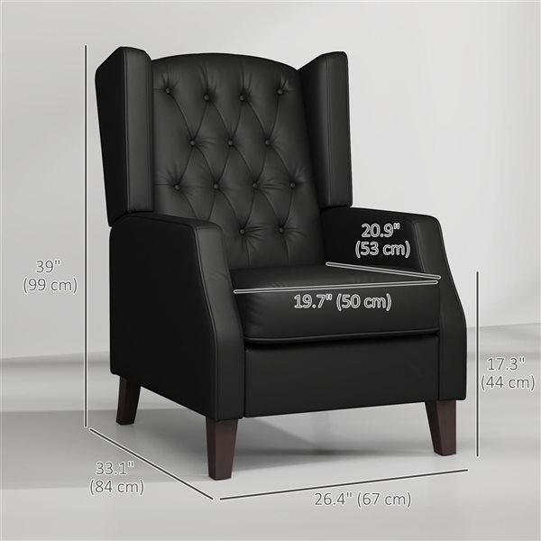 HOMCOM Button Tufted Faux Leather Accent Armchair - Black