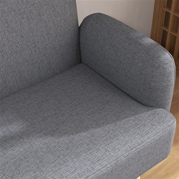 HOMCOM 2-Seater Sofa Couch with 8.3-in Thick Velvet Padding and Wood Legs - Grey