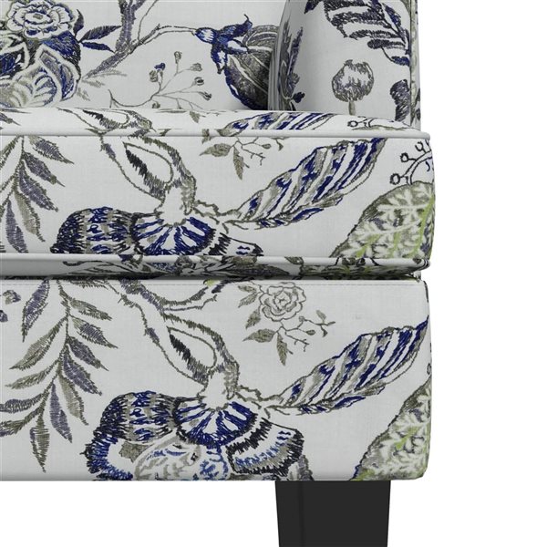 HOMCOM Modern Accent Chair with Linen Floral Pattern Nailhead Trim - Multicolour