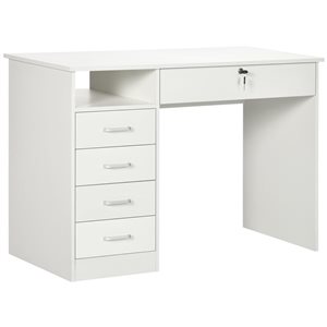 Vinsetto Computer Desk with Lockable Drawer and Open Compartment - White