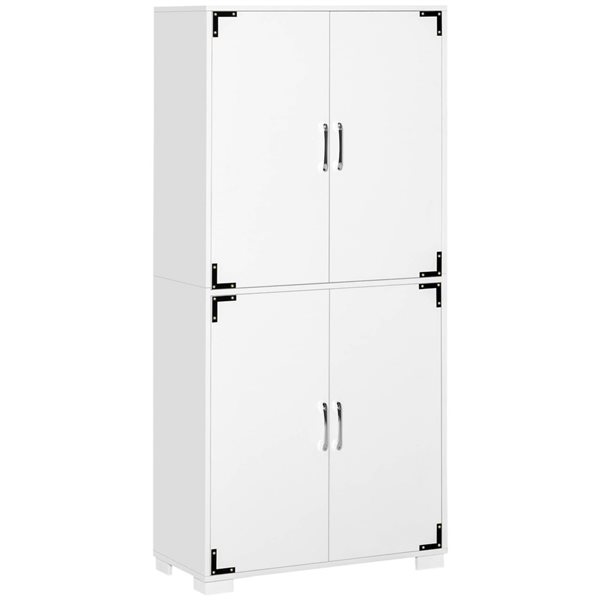 HOMCOM White Composite 14 D x 63 H x 30-in W Modern Kitchen Pantry Storage Cabinet w/ 4 Doors and Shelves