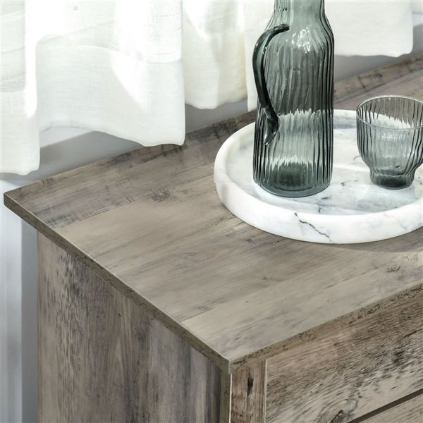 HOMCOM Ash Grey Composite 16 D x 32 H x 32-in W Farmhouse Kitchen Sideboard Buffet w/ Barn Doors