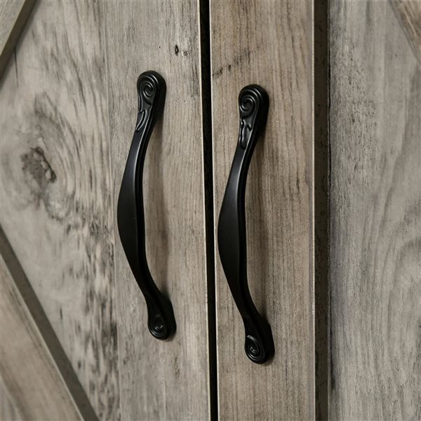 HOMCOM Ash Grey Composite 16 D x 32 H x 32-in W Farmhouse Kitchen Sideboard Buffet w/ Barn Doors