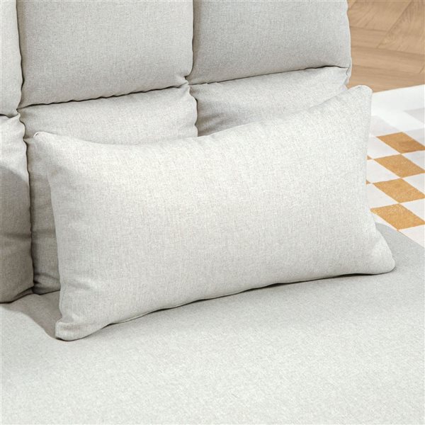 HOMCOM Adjustable Foldable Floor Sleeper Sofa w/ 2 Pillows - Cream White