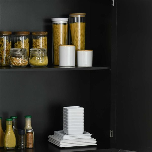 HOMCOM Black Composite 16 D x 72 H x 32-in W Kitchen Pantry Cabinet w/ Drawer and Adjustable Shelves