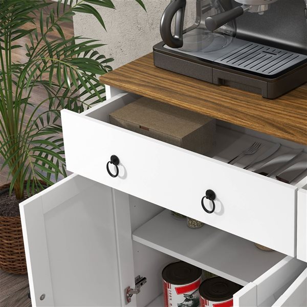 HOMCOM White Composite 15 D x 30 H x 48-in W Kitchen Sideboard w/ 2 Drawers