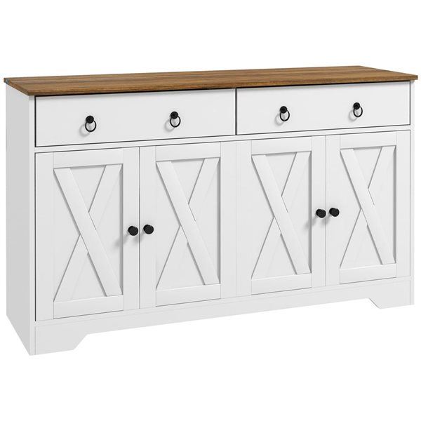 HOMCOM White Composite 15 D x 30 H x 48-in W Kitchen Sideboard w/ 2 Drawers