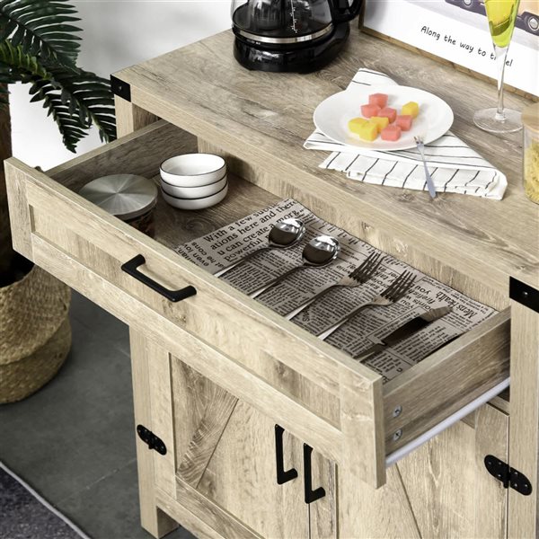 HOMCOM Brown Composite 15 D x 33 H x 30-in W Farmhouse Kitchen Sideboard w/ Drawer and Adjustable Shelf