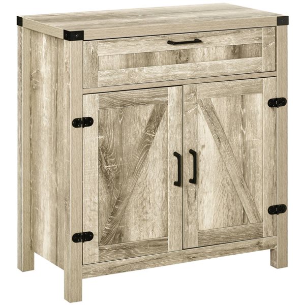 HOMCOM Brown Composite 15 D x 33 H x 30-in W Farmhouse Kitchen Sideboard w/ Drawer and Adjustable Shelf