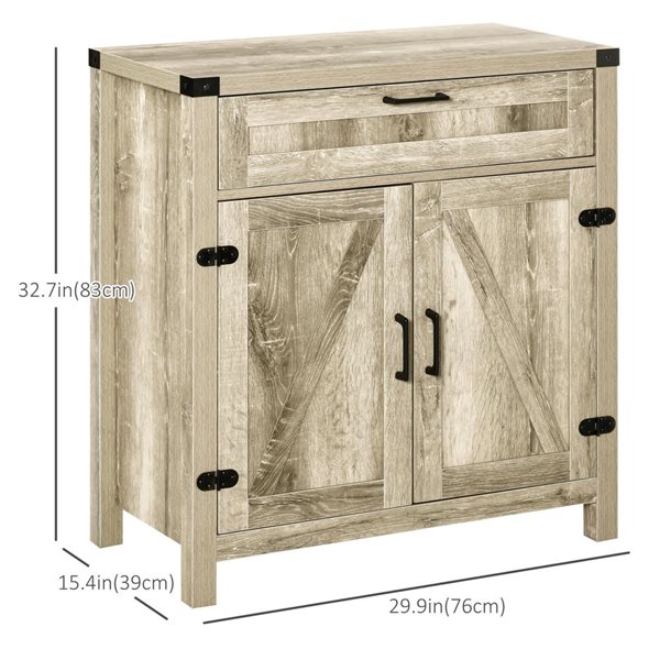 HOMCOM Brown Composite 15 D x 33 H x 30-in W Farmhouse Kitchen Sideboard w/ Drawer and Adjustable Shelf