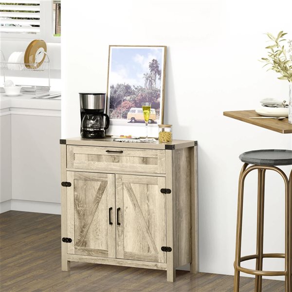 HOMCOM Brown Composite 15 D x 33 H x 30-in W Farmhouse Kitchen Sideboard w/ Drawer and Adjustable Shelf
