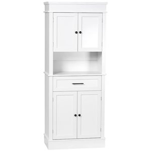 HOMCOM White Composite 16 D x 72 H x 29-in W Kitchen Pantry Storage Cabinet w/ Adjustable Shelving