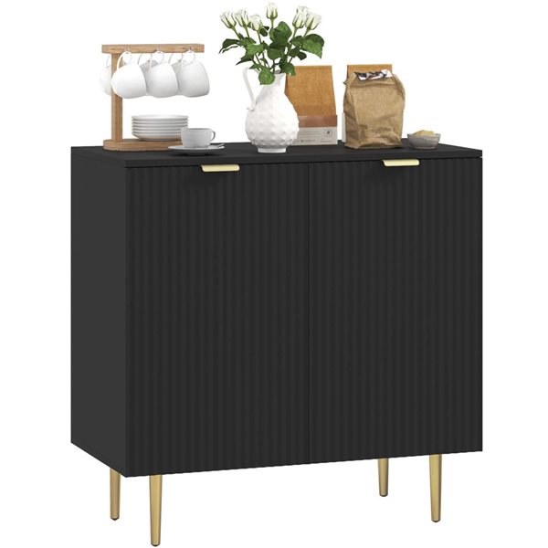 HOMCOM Black Composite 16 D x 32 H x 32-in W Kitchen Sideboard Buffet w/ Adjustable Shelves