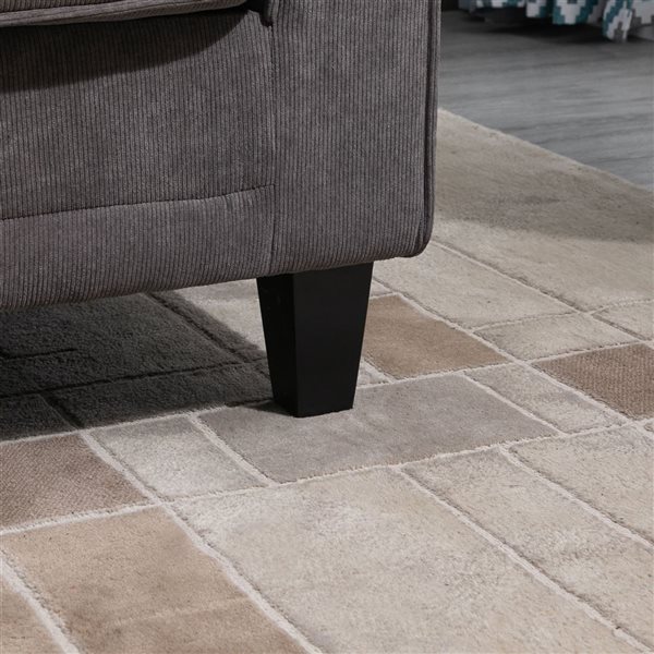 HOMCOM Modern Corduroy 3-Seater Sofa with Rolled Armrests - Grey