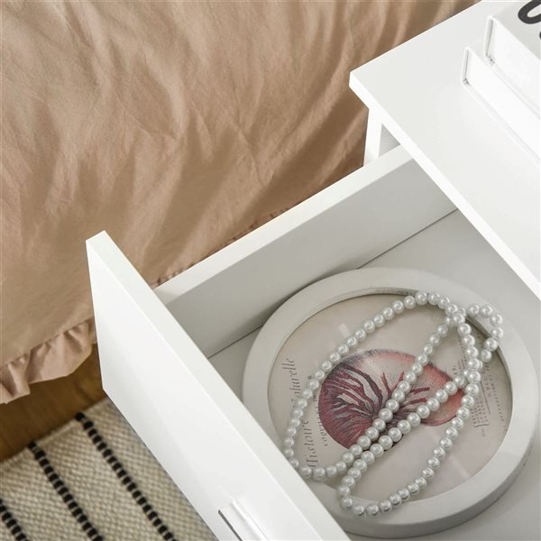 HOMCOM White Composite 16 D x 19 H x 18-in W Modern Nightstand w/ 2 Drawers