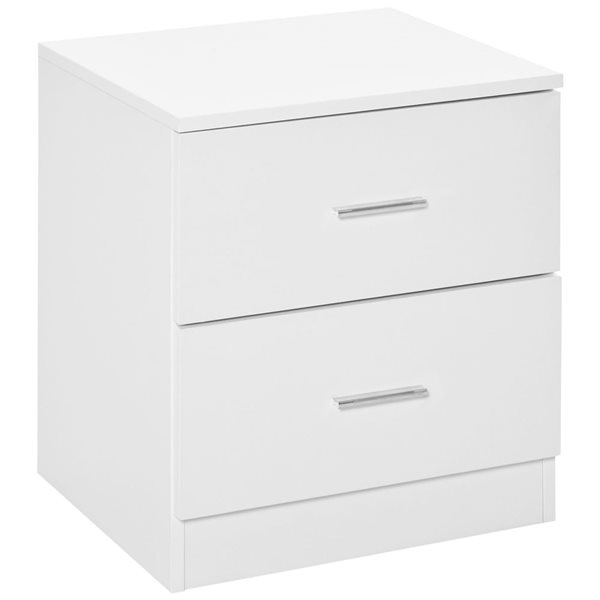 HOMCOM White Composite 16 D x 19 H x 18-in W Modern Nightstand w/ 2 Drawers