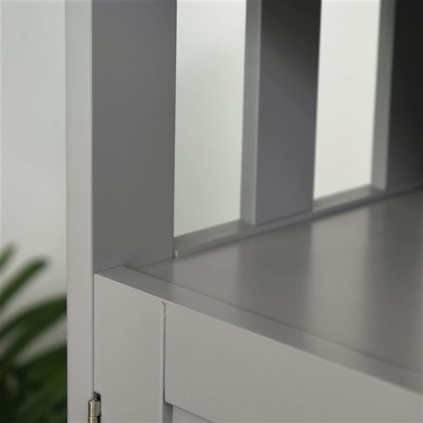 HOMCOM Grey Composite 17 D x 32 H x 39-in W Kitchen Sideboard w/ Wooden Storage Console Table