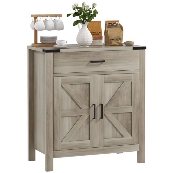 HOMCOM Grey Composite 16 D x 33 H x 30-in W Kitchen Sideboard w/ 1 Drawer