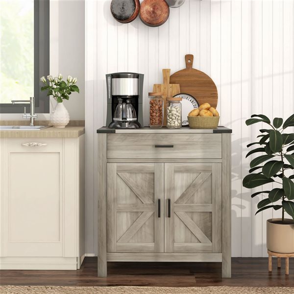HOMCOM Grey Composite 16 D x 33 H x 30-in W Kitchen Sideboard w/ 1 Drawer