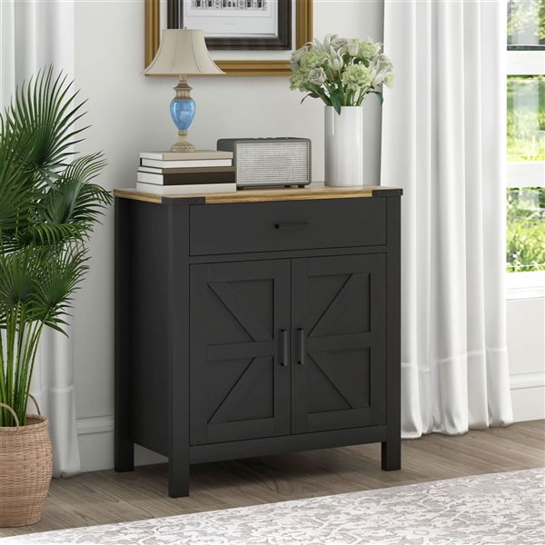 HOMCOM Black Composite 16 D x 33 H x 30-in W Kitchen Sideboard w/ 1 Drawer